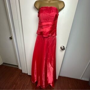 Aspeed Red Vintage? Y2K Chiffon Rhinestone Top Flowy Skirt 2 Piece Dress NWOT XS